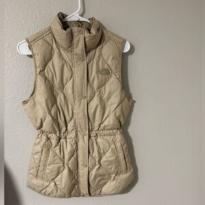 The North Face Tan Quilted Vest with High Collar